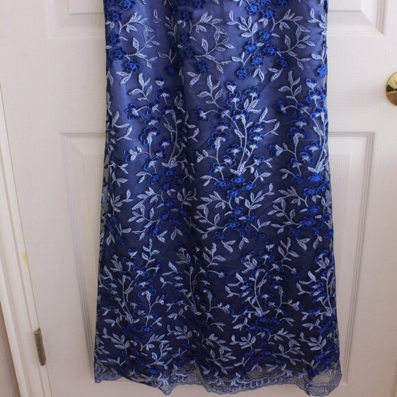 JS Collections Flutter Sleeve Embroidered Dress in Blue - Picture 5 of 12